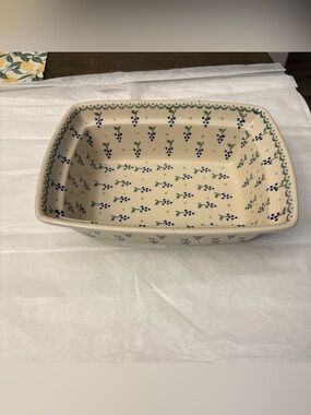 Boleslawiec Polish Pottery Grape Vine  9" x 6" Loaf Baking Serving Dish